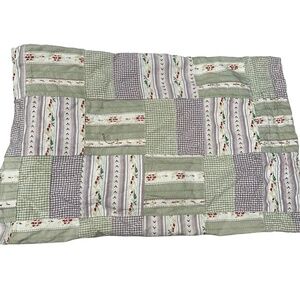 Traditions Pamela Kline Vintage green cream patchwork FLORAL lumbar pillow sham